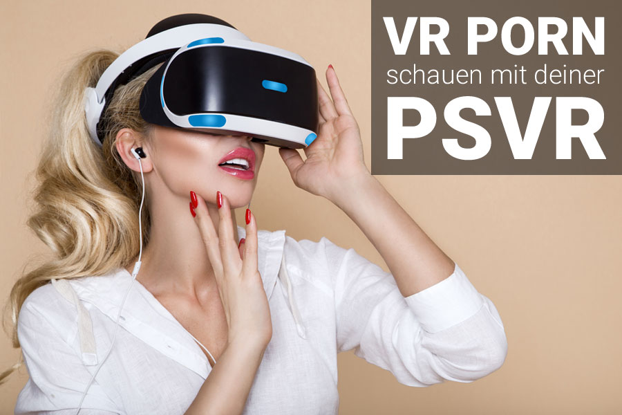 Frau mit Playstation VR schaut porno