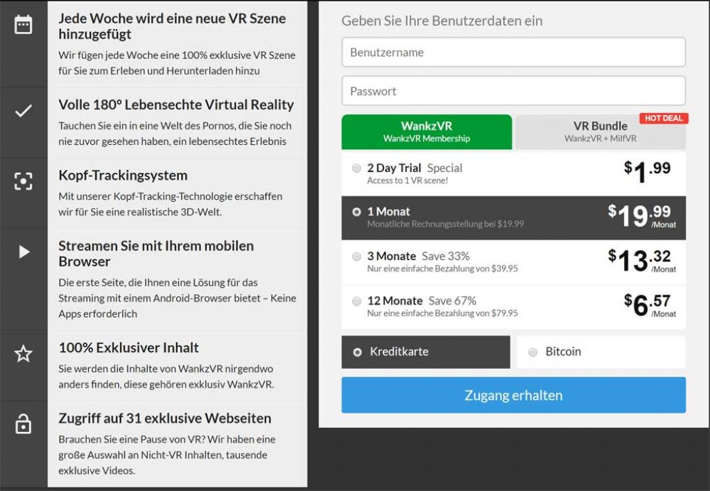 WankzVR Membership Page
